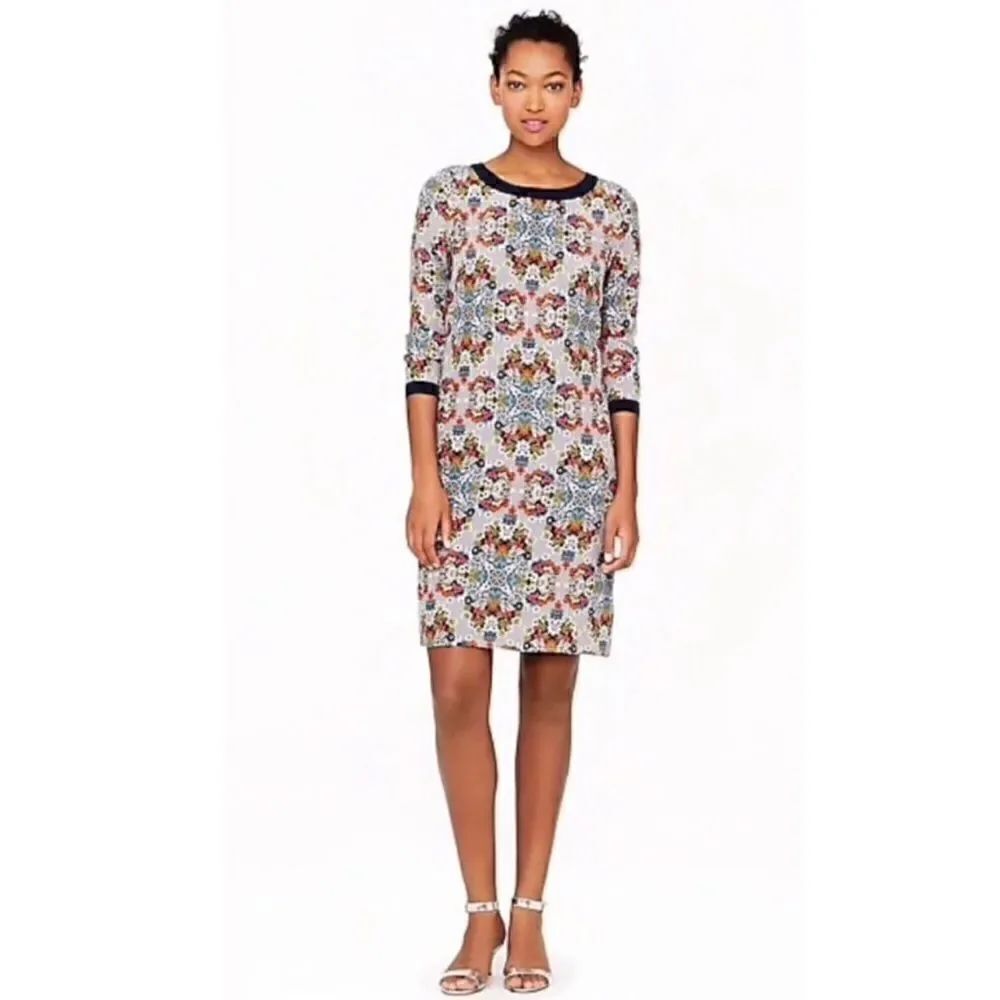 J. Crew 100% Silk Misty Fog floral Shift dress Women’s size 2